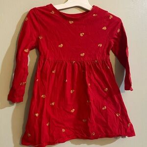 Old Navy Red Dress with Gold Hearts
